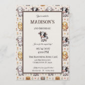 Charming Beige Watercolor Farmyard Cow Birthday Kaart (Voorkant)