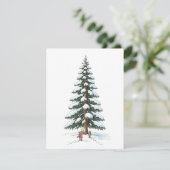 Charming Big Tree Scene Cute Christmas Card Design Feestdagenkaart (Staand voorkant)