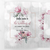 Charming Birds en Magnolia Blossom Drieluik Uitnodiging (Binnenzijde eerst)