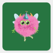 Charming birthday monster vierkante sticker (Voorkant)
