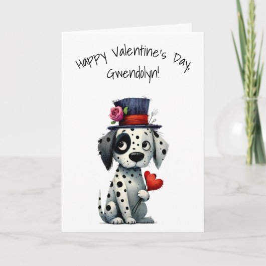 Charming Black and White Dog Happy Valentine's Day Kaart (Voorkant)