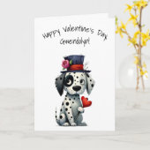 Charming Black and White Dog Happy Valentine's Day Kaart (Gele Bloem)