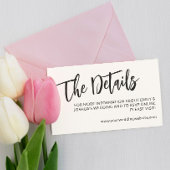 Charming Black Calligraphy Wedding Details Informatiekaartje