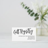 Charming Black Calligraphy Wedding Registry Informatiekaartje (Staand voorkant)