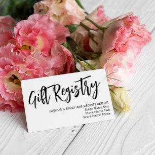 Charming Black Calligraphy Wedding Registry Informatiekaartje