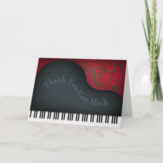 Charming Black Grand Piano - Gepersonaliseerde muz Bedankkaart (Voorkant)