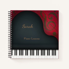 Charming Black Grand Piano - Gepersonaliseerde muz Notitieboek