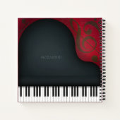 Charming Black Grand Piano - Gepersonaliseerde muz Notitieboek (Achterkant)