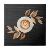 Charming Black Illustrative Heart Latte Coffee  Tegeltje (Voorkant)