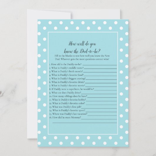 Charming Blauwgroen Bow die vader het beste spel k Kaart (Voorkant)