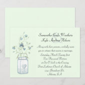 Charming Blue Bells & Mason Jar Wedding Invitation Kaart (Voorkant / Achterkant)
