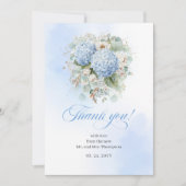 Charming Blue Hydrangea Eucalyptus thank you card Bedankkaart (Voorkant)