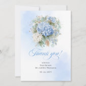 Charming Blue Hydrangeas Eucalyptus Wedding thanks Bedankkaart (Voorkant)