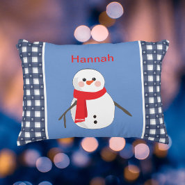 Charming Blue Pset Snowman met naam Accent Kussen