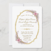 Charming Blush Floral Gold Lijst Wedding Invite Kaart (Voorkant)