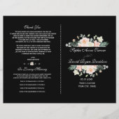 Charming Blush White Floral Black Wedding Programm (Voorkant)
