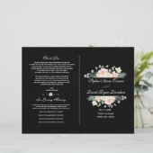 Charming Blush White Floral Black Wedding Programm (Staand voorkant)