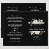 Charming Blush White Floral Black Wedding Programm (Voorkant / Achterkant)