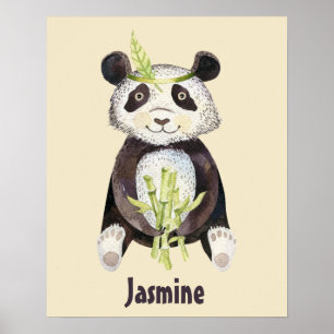 Charming Boho Panda gepersonaliseerd Poster