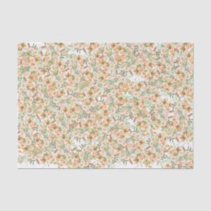 Charming Boho Peach Floral Mint Green Leafs Tissuepapier