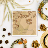 Charming Boho Peonies and Gold Wedding Servet