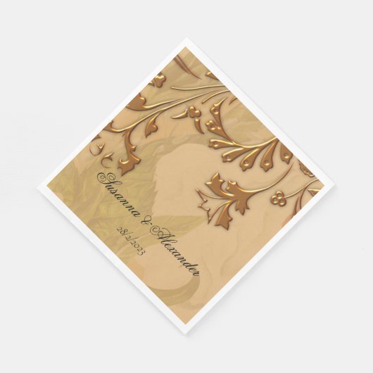 Charming Boho Peonies and Gold Wedding Servet (Hoek)