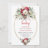 Charming Boho Ruby Red Blush Gold Baby Shower Kaart (Voorkant)