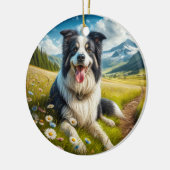 Charming Border Collie Dog Keepsake Keramisch Ornament (Links)