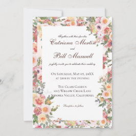 Charming Botanical Floral Wedding Invitation Kaart