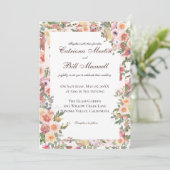 Charming Botanical Floral Wedding Invitation Kaart (Staand voorkant)