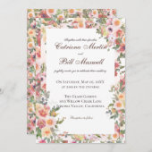 Charming Botanical Floral Wedding Invitation Kaart (Voorkant / Achterkant)
