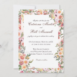 Charming Botanical Floral Wedding Invitation Kaart
