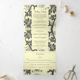 Charming Botanical Wedding Drieluik Uitnodiging