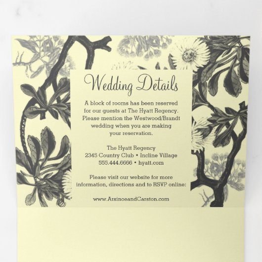 Charming Botanical Wedding Drieluik Uitnodiging (Binnenzijde eerst)