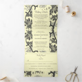 Charming Botanical Wedding Drieluik Uitnodiging (Binnen)
