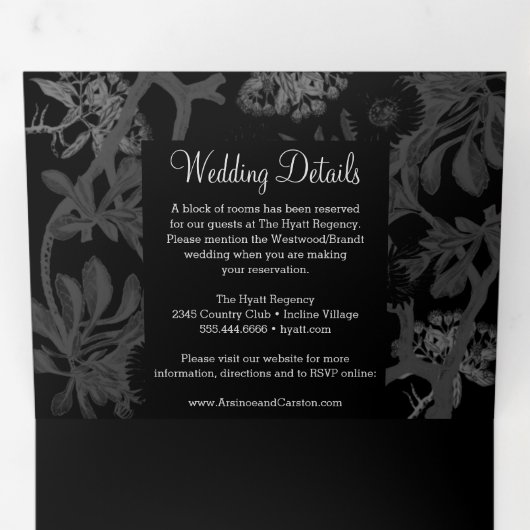 Charming Botanical Wedding Drieluik Uitnodiging (Binnenzijde eerst)