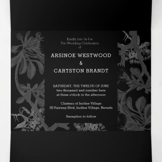 Charming Botanical Wedding Drieluik Uitnodiging (Binnenkant midden)