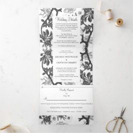 Charming Botanical Wedding Drieluik Uitnodiging