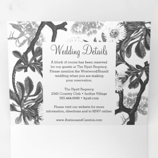 Charming Botanical Wedding Drieluik Uitnodiging (Binnenzijde eerst)