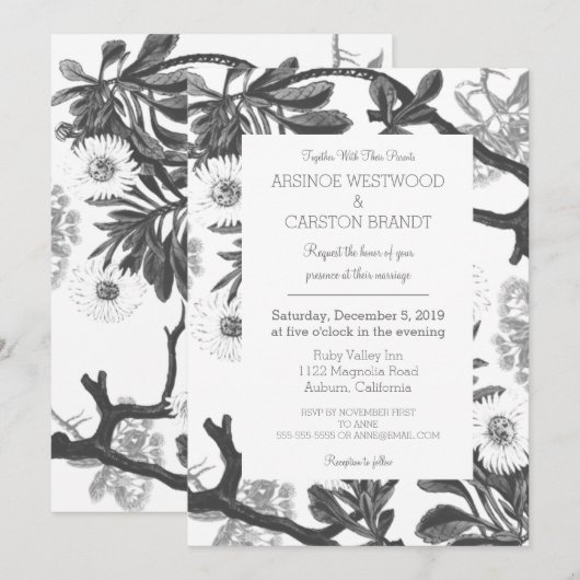 Charming Botanical Wedding Kaart (Voorkant / Achterkant)