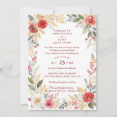 Charming Botanical Winter Frame Back Photo Wedding Kaart (Voorkant)