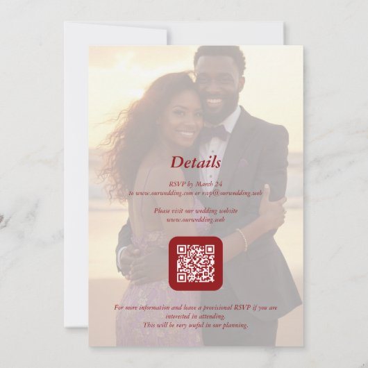 Charming Botanical Winter Frame Back Photo Wedding Kaart (Achterkant)