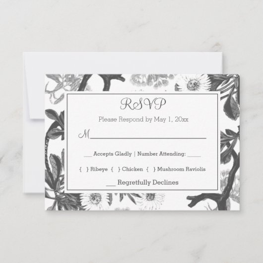Charming botanisch RSVP kaartje (Voorkant)