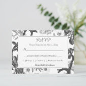 Charming botanisch RSVP kaartje (Staand voorkant)