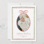 Charming Bow Hand Painted Christmas Photo Card Feestdagenkaart (Voorkant)