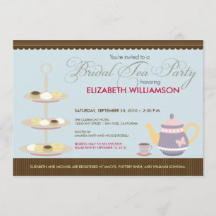 Charming Bridal Tea Party Invitation (blauw) Kaart