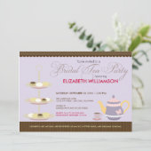 Charming Bridal Tea Party Invitation (lavender) Kaart (Staand voorkant)