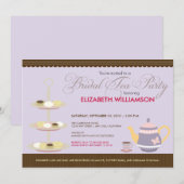 Charming Bridal Tea Party Invitation (lavender) Kaart (Voorkant / Achterkant)