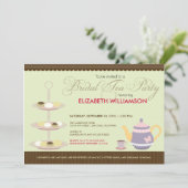 Charming Bridal Tea Party Invitation (Munt) Kaart (Staand voorkant)