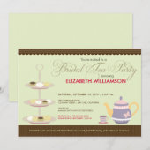 Charming Bridal Tea Party Invitation (Munt) Kaart (Voorkant / Achterkant)